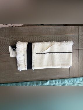Hearth & Hand with Magnolia 4Pc Stripe Linen Blend Fringe Cloth Napkin Set Cream